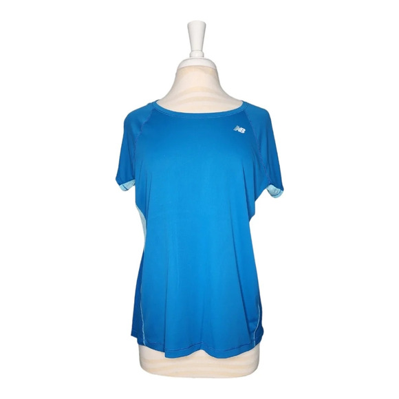 New Balance Ice Short Sleeve Sport Top Ventilating Back Running Blue Size M - Picture 1 of 7